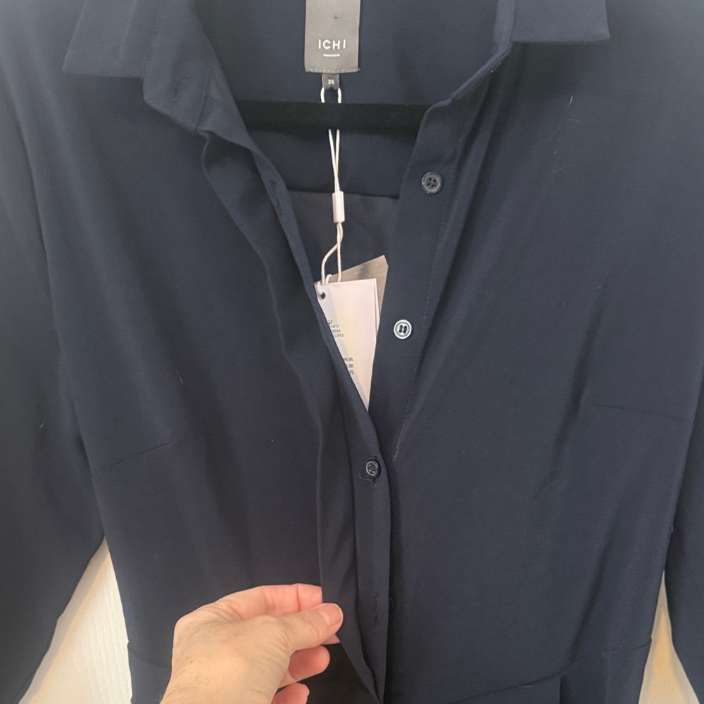 ICHI Navy 3/4 Sleeve Wrap-Style Dress - Picture 5 of 15